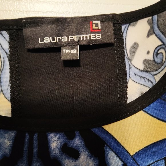 Laura Petites blouse, size XS with blue / yellow dominant colors - Picture 2 of 4